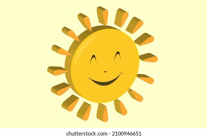 Vector 3d icon sun with smile, best for your property decoration images