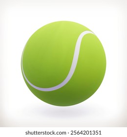  Vector 3D icon of a tennis ball isolated on a white background. The concept of a healthy lifestyle, sports, competitions.