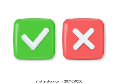 Vector 3d icon "yes" and "no".