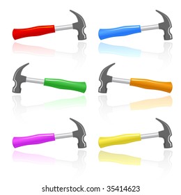 vector 3d icons of hammer