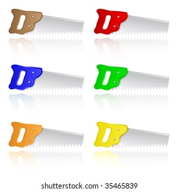 Vektor-3D-Symbole der Handsäge