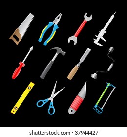 vector 3d icons of joiner's tools