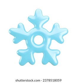 Vektor 3d eisblauer Schneeflocken Symbol auf weißem Hintergrund. Frische Weihnachten, Neues Jahr und Winter glänzend gefrorener Schnee Symbol. 3D Rendere Schneeflocken Illustration für Druck, Dekoration, Grußkarte.