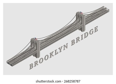 vector 3d illustrated brooklyn bridge manhattan new york