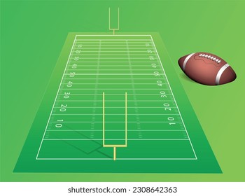 Vector 3d illustration American football field and ball