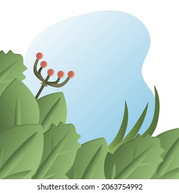 Vector 3D illustration with a background set of plant elements for design of texts, themes. Concept background, backdrop. You can use the object in web design, banners, etc.