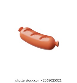 Vector 3d illustration of barbecued sausage on isolated background. Meat product for cooking. Ingredient for hot dog. Food. Fast food. Store or menu concept. Cartoon style.