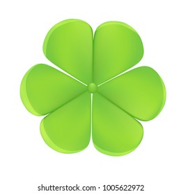 Vector 3d illustration of beautiful three leaf clover. Symbol of St. Patrick's Day.