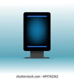 Vector 3D illustration. Blank billboard in empty room