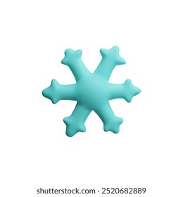 Vector 3d illustration of a blue snowflake for decorating Christmas holidays. Cute and simple design with traditional festive elements for a snowy winter.