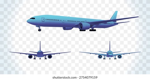 Vector 3D Illustration of a Boeing X 777 Airplane Object Perspective View. RGB Colors.
