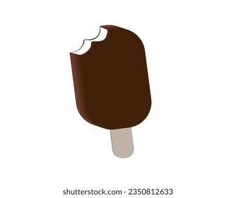 Vector 3d illustration of chocolate ice cream on a stick