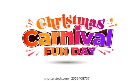 Vector 3d illustration for Christmas Day, Christmas Carnival Day Fun party 3d logo and invite design.