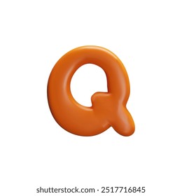 Vector 3D illustration of the English letter g presented in a thick plastic font. Cute orange letter in a cartoonish childish style on an isolated background.