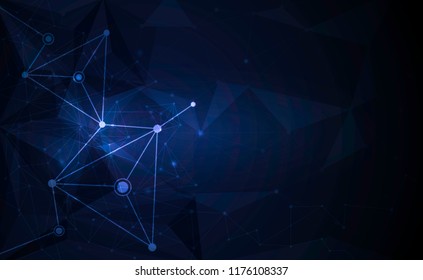 Vector 3D Illustration Geometric, Polygon, Line,Triangle pattern shape with molecule structure. Polygonal with dark blue background. Abstract science, futuristic, network connection concept Vector 3D Illustration Geometric, Polygon, Line,Triangle pattern shape with molecule structure. Polygonal with dark blue background. Abstract science, futuristic, network connection concept
