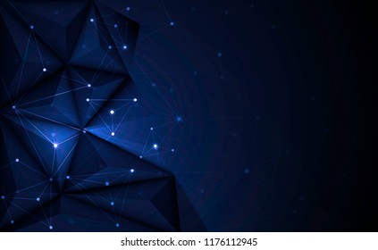 Vector 3D Illustration Geometric, Polygon, Line,Triangle pattern shape with molecule structure. Polygonal with dark blue background. Abstract science, futuristic, network connection concept Vector 3D Illustration Geometric, Polygon, Line,Triangle pattern shape with molecule structure. Polygonal with dark blue background. Abstract science, futuristic, network connection concept