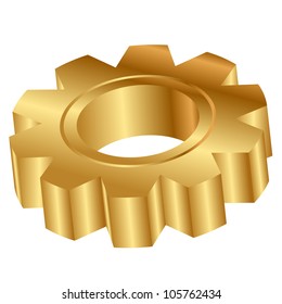 Vector 3d illustration of golden cog wheel