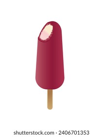 Ilustración vectorial 3D de helado con recubrimiento de frambuesa