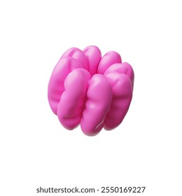 Vector 3d illustration with the image of abstract geometric inflatable shape in bright pink color. Balloon on isolated background in cartoon style. Icon for holiday decoration. Rendering.