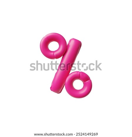 Vector 3D illustration of an inflatable percent sign, pink on an isolated background. Balloon, for decoration on a sale on Black Friday. Holiday discounts. Element for design.
