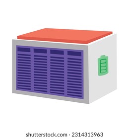 Vector 3D illustration isometric of rechargeable lithium-ion battery energy storage stationary for renewable electric power stations. Backup power electricy energy storage system isolated on white 