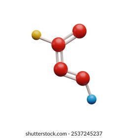 Vector 3d illustration of a molecule with red, blue and yellow balls on an isolated background. Mockup for a scientific concept in medicine, chemistry and biology. Cartoon style. Icon for design.