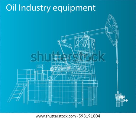 Vector 3D Illustration of Oil Pump. Wire-frame style