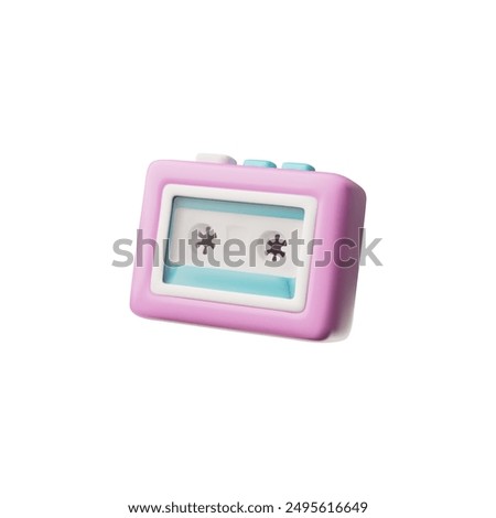 Vector 3D illustration of an old retro cassette player from the 80s and 90s. Realistic icon presented on a white isolated background, done in a cartoon style.