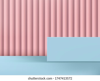 Vektorgrafik 3D-Illustration Rosa und hellblaues Studio - Shotplattform und Hintergrund