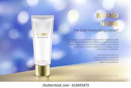 Vector 3D illustration for the promotion of cosmetic moisturizing premium product. Anti-aging cosmetics for skin care