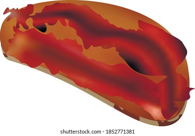 Vector 3d illustration of realistic sandwich with bacon. Tasty snack with ingredients. Isolated on white background.