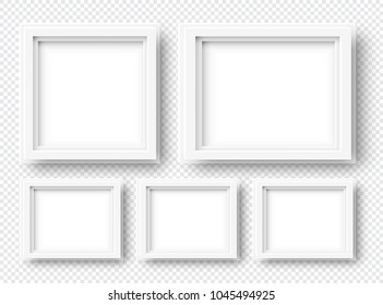 Vector 3d Illustration of Realistic Square Frames. White Blank Picture Frame Mockup Templates on Halftone Background