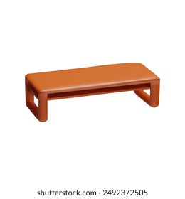 Vector 3D illustration of a rectangular wooden table. Designed for interior decoration as a dining surface or bedside table. Side view, cartoon style rendering, isolated background.