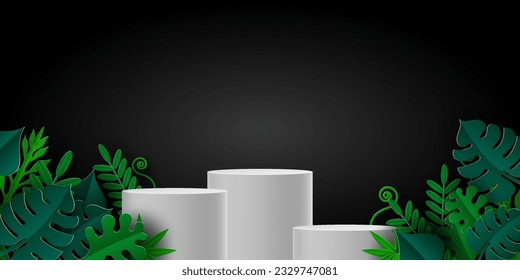 Vector 3D Illustration summer sale display 3D podium for mock up and background.