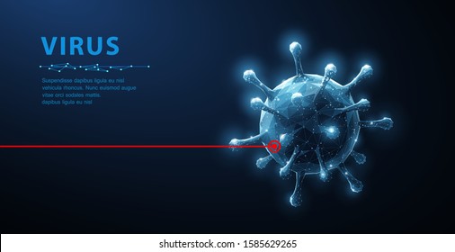 Vector 3d illustration of virus on blue background. Microbiology concept.