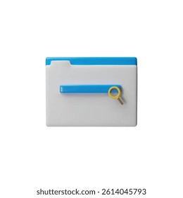 Vector 3D illustration of a web page with a search bar and a magnifying glass. User interface. technology and navigation concept. cartoon style. Isolated background. Icon. Rendering.