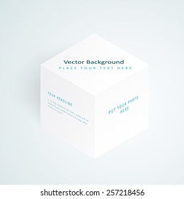 Vector 3d illustration white cube, design with perspective effect