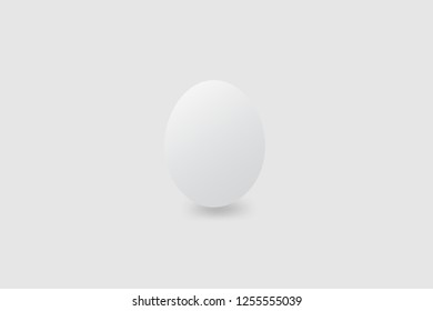 Vector 3D illustration white realistic eggs  with soft shadows on white background.