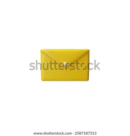 Vector 3D illustration of yellow folder closed with a button. Office supplies for storing documents. File management concept. Cartoon style. Rendering. Icon on isolated background.