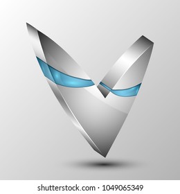 Vector 3d illustration.Check mark with blue sections