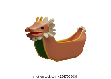 Vector 3d with the image of a dragon boat for the Duan Festival on a white background.This illustration reflects important aspects of Chinese culinary traditions.