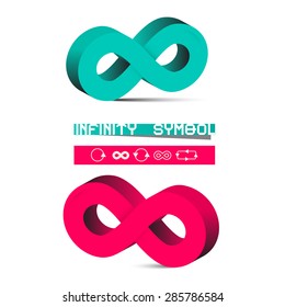 Vector 3D Infinity Symbols Set Isolated on White Background