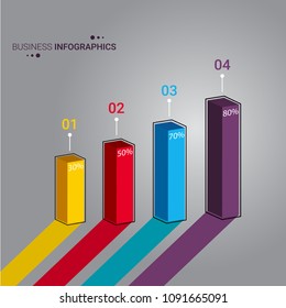 Vector 3D infographic bar style vector illustration. infographic for business prentation and workflow.