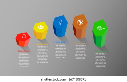 3D-Infografik-Vorlage der Vektorillustration mit Platz für Ihren Text