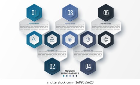 Plantilla de infografía vectorial 3D para presentación.Visualización de datos empresariales. Elementos abstractos. Concepto creativo para infografía.