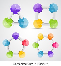 Vector 3D infographics set. Template for diagram, graph, presentation and chart. Business concept with options, parts, steps or processes. Abstract background.