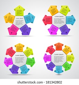 Vector 3D infographics set. Template for diagram, graph, presentation and chart. Business concept with options, parts, steps or processes. Abstract background.