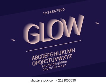 Vector 3d isometric alphabet. character, typography set, geometric, glow.