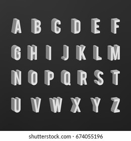 Vector 3d isometric alphabet. Letter geometric typographic sign