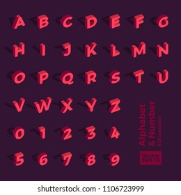 Vector 3d isometric alphabet and number. For design layout graphic or website banner content.